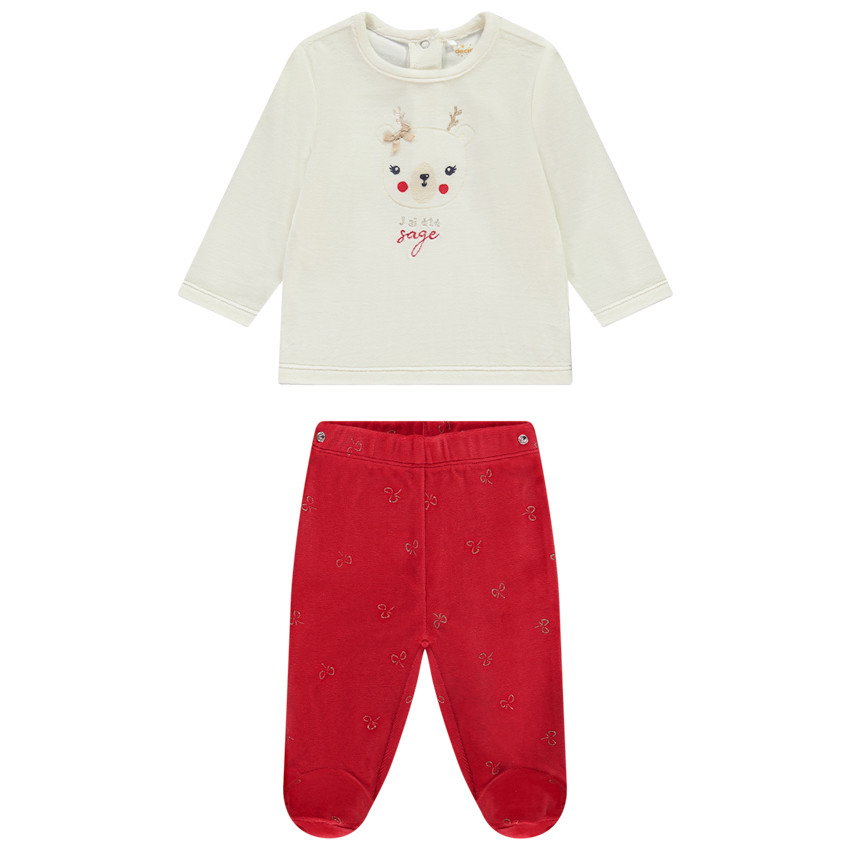 Set pyjama 2 pièces en velours avec reine fantaisie pour bébé fille avec ouvertures différentes selon l'âge 
