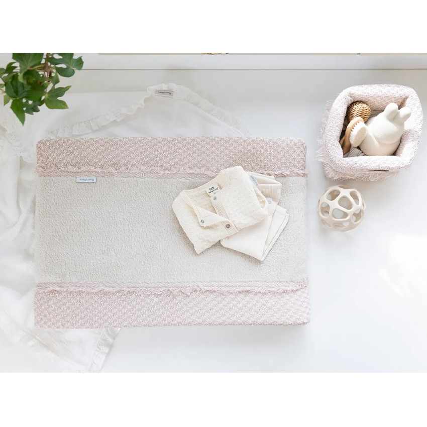 Housse matelas à langer Happiness - Vieux rose/écru 