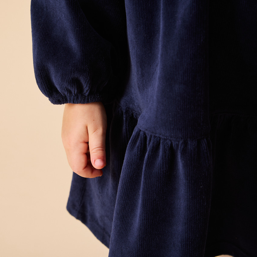 Robe de fête manches longues en velours côtelé pour bébé fille 
