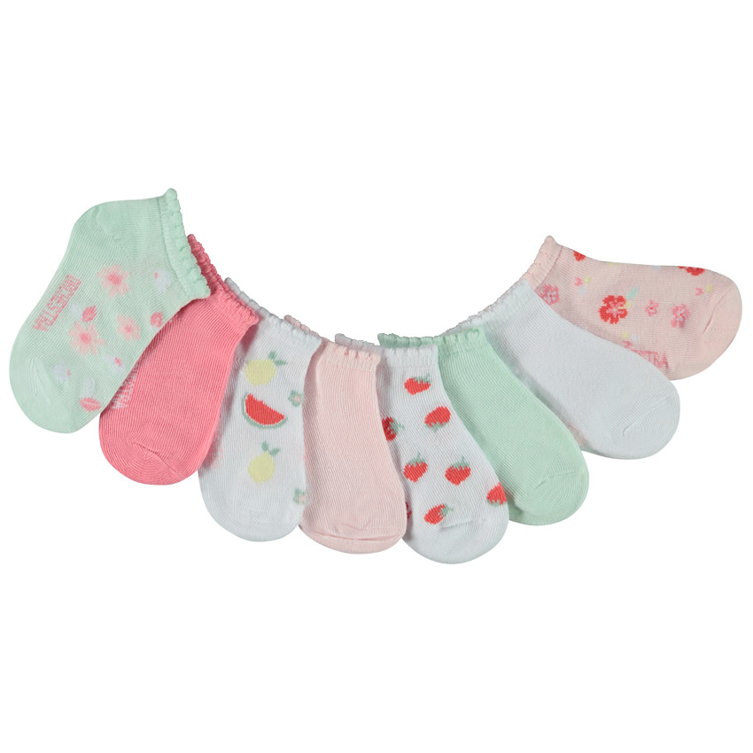 Set van 8 paren van korte fantasiesokken voor babymeisjes 