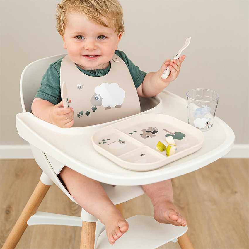 Assiette plateau à compartiments Tiny Farm sable 