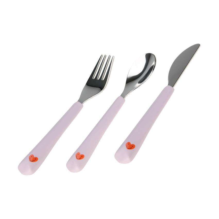 Set de 3 couverts enfants Happy Rascals Heart Lavender 