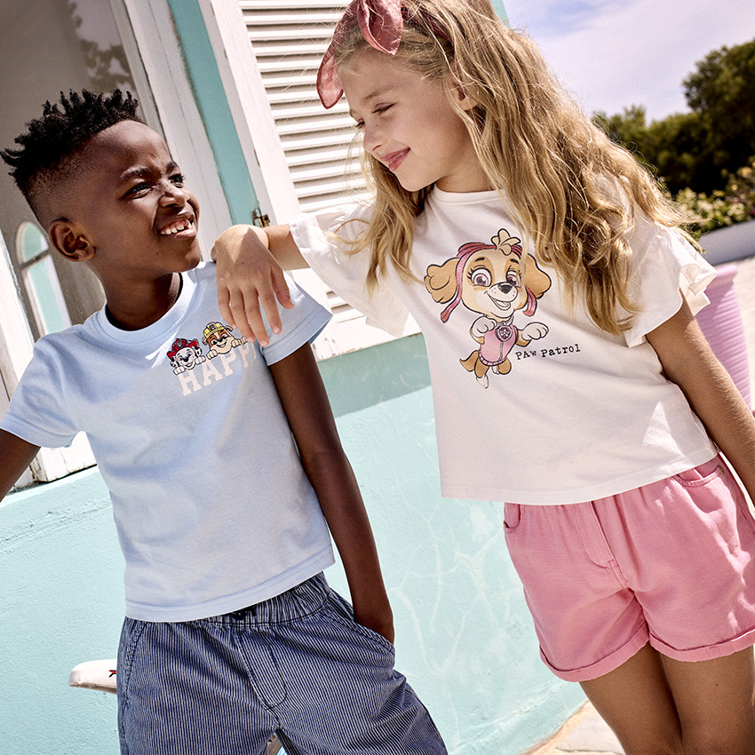 T-shirt manches courte volantée print Skye Pat Patrouille pour fille 