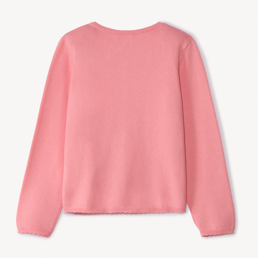 Gebreid effen vest met gegolfde boord voor meisjes 