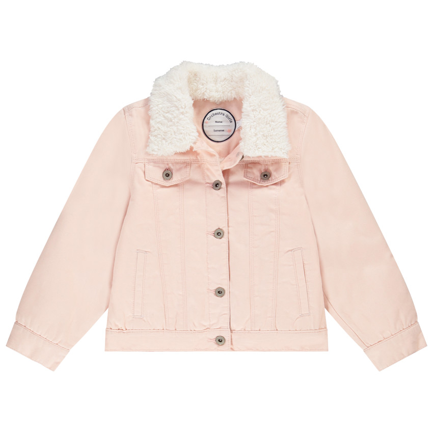 Veste en jean avec col et doublure en sherpa pour fille 