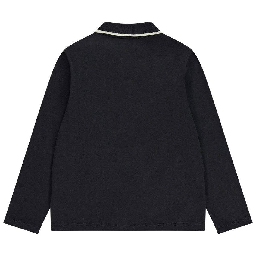 Polo manches longues effet color block à badge pour garçon 