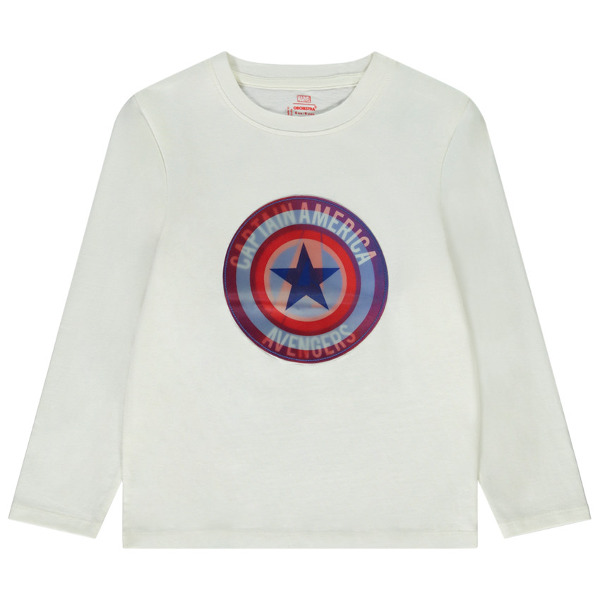 T-shirt manches longues print holographique Captain America Marvel pour garçon 