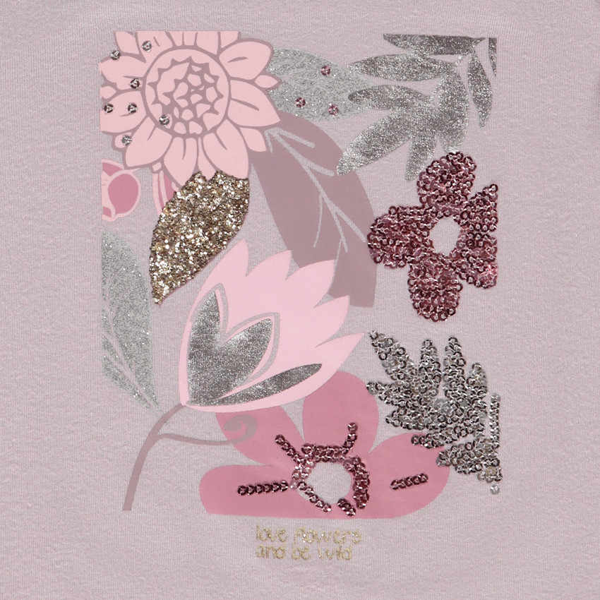 T-shirt manches longues en jersey print sequins pour fille 