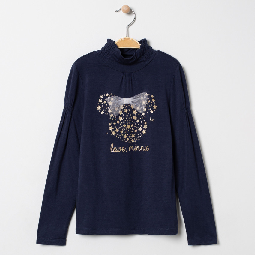 Sous-pull col roulé motif Minnie Disney avec noeud en tulle 