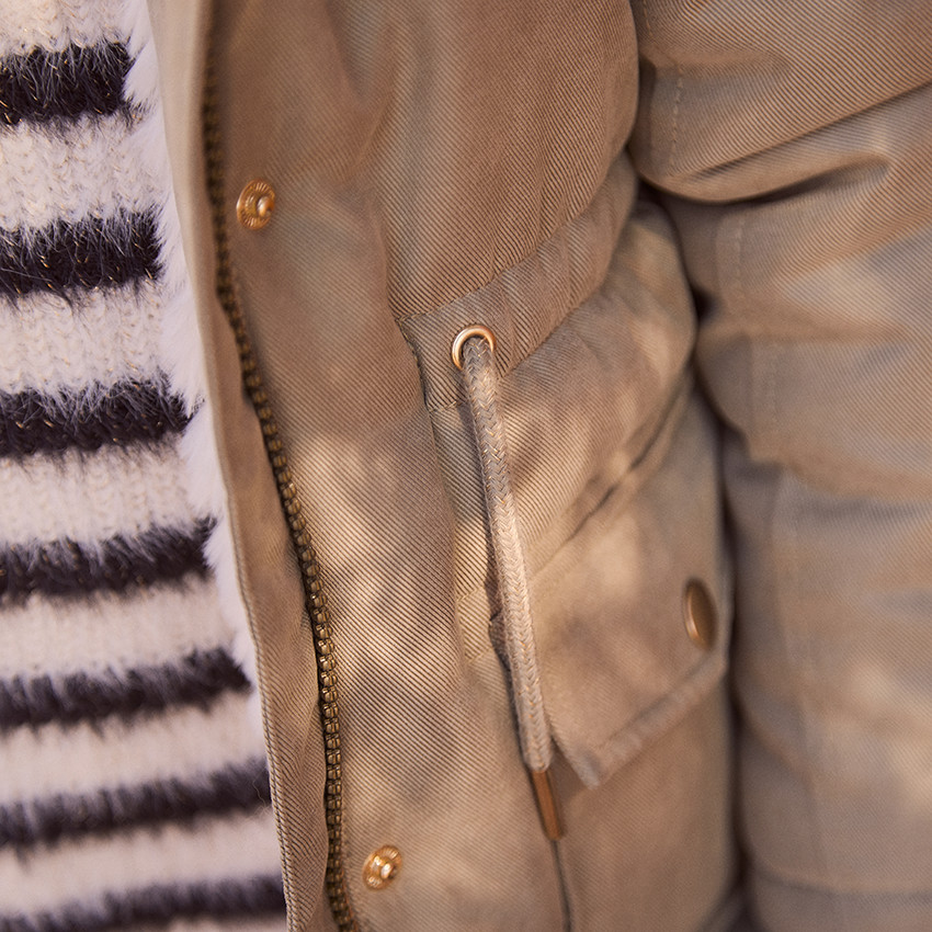 Waterafstotende parka met kap en afneembare nepbont voor meisjes 