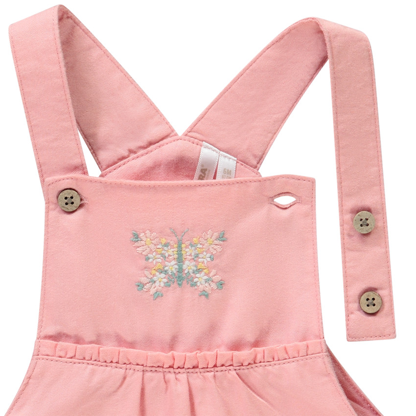Ensemble 2 pièces avec salopette brodée papillon pour bébé fille 