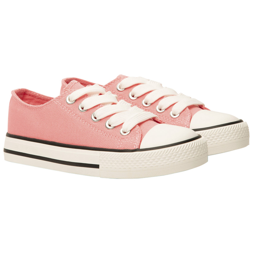 Lage roze canvas sneakers met veters voor meisjes 