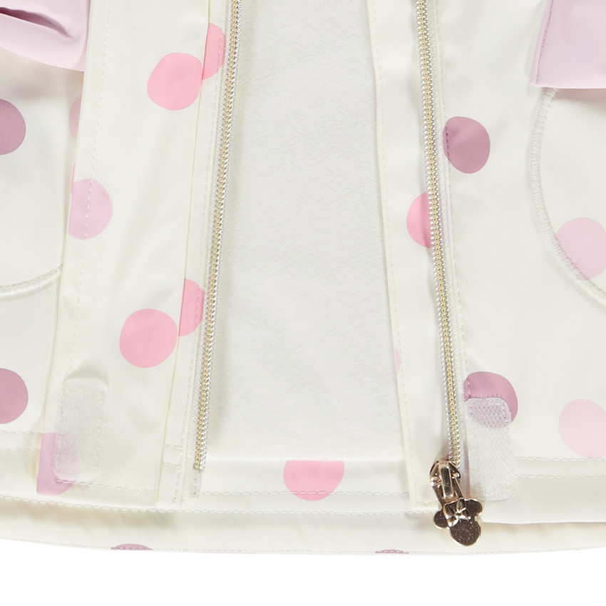 Parka gomme à capuche fantaisie Minnie Disney imprimé pois pour fille 