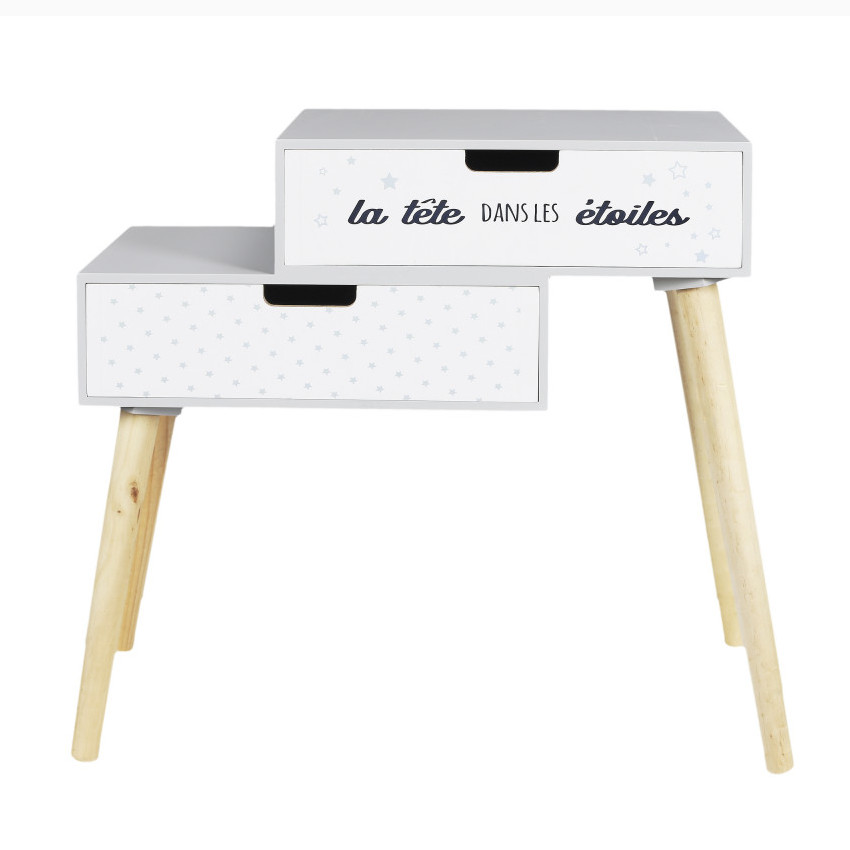 Table de chevet "La tête dans les étoiles" 