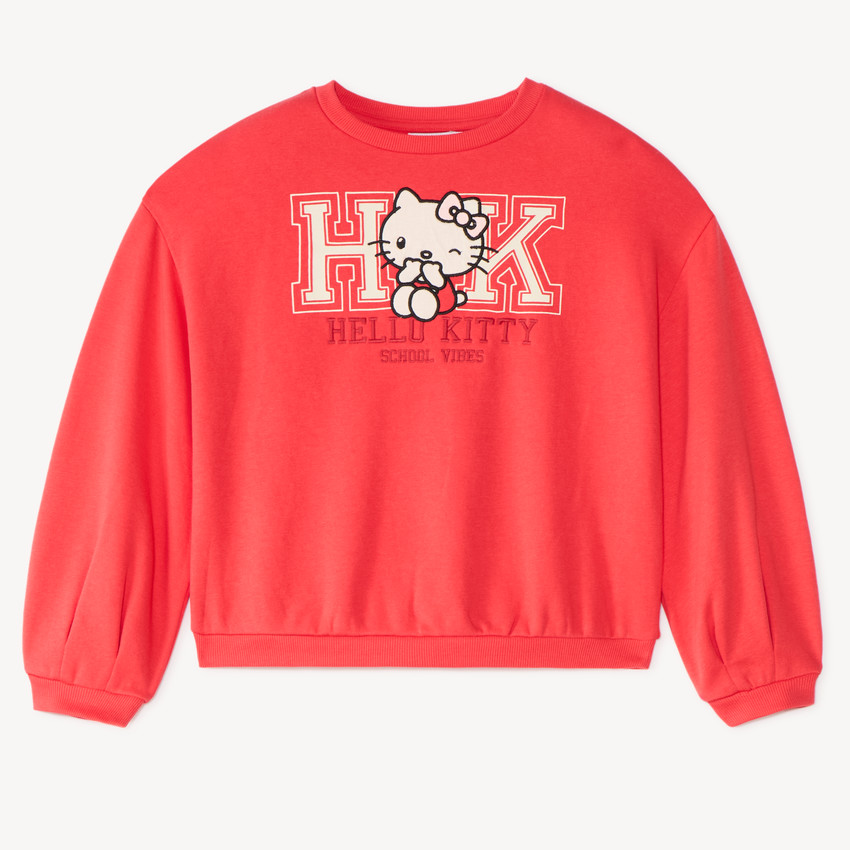 Sweatshirt meisjes oversized van fleece met Hello Kitty borduurwerk 