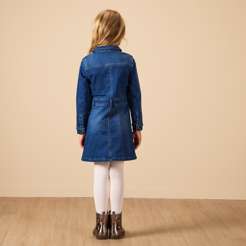 Lange mouwen denim chemise jurk voor meisjes 