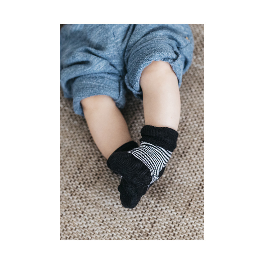 Blijf-sokjes - 6-12M - Black/White  