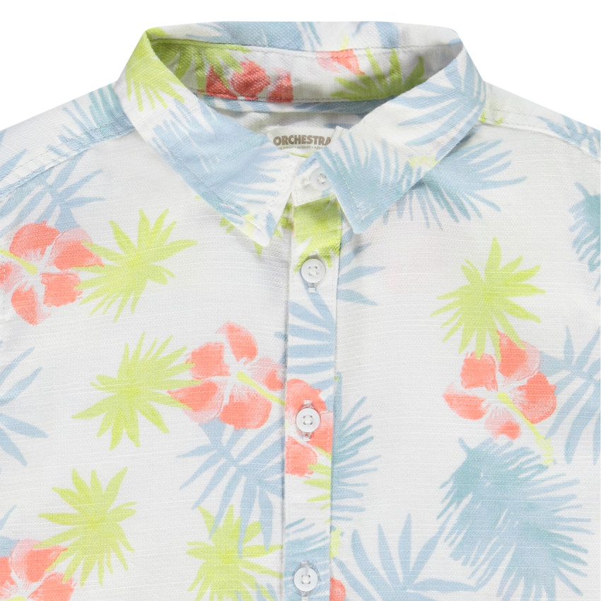 Chemise met korte mouwen met exotische print voor jongen 