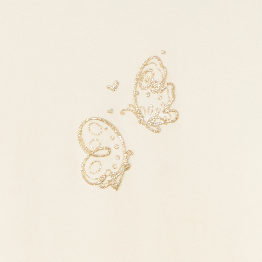 T-shirt met lange mouwen en gouden vlindermotief voor babymeisjes 