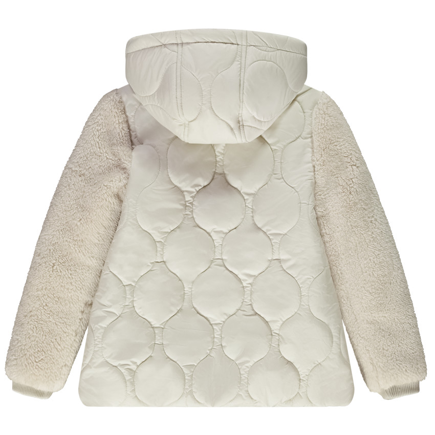 Doudoune matelassée bi-matière à capuche pour fille 