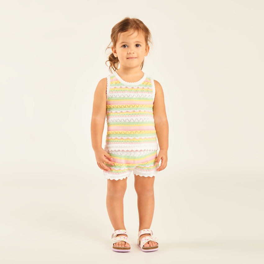 Ensemble 2 pièces débardeur + short en maille tricotée fantaisie pour bébé fille 