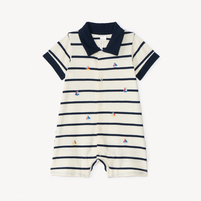 Gestreepte marinestijl playsuit voor babyjongen 