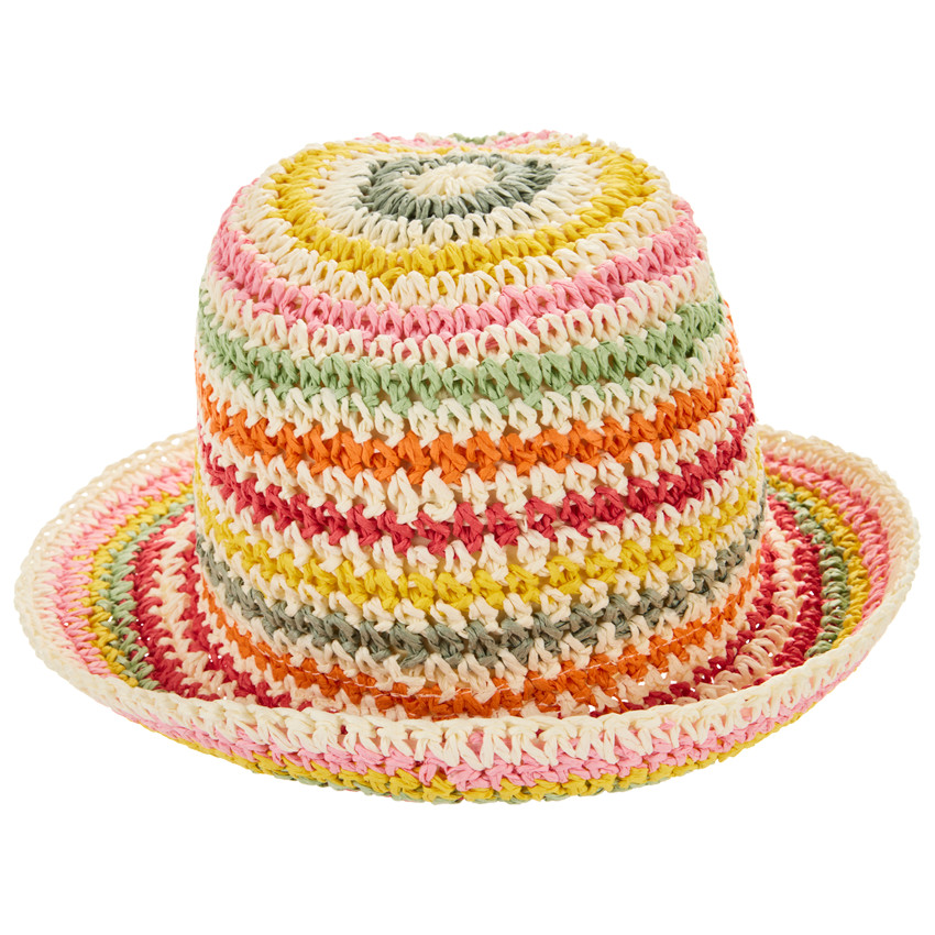 Chapeau trilby en paille multicolore pour bébé fille 