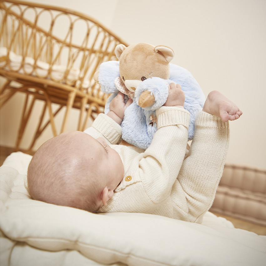 Peluche ours Patapouf 25cm bleu 