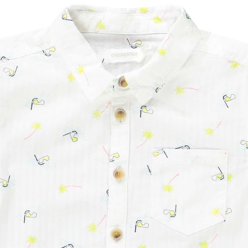 Chemise manches courtes imprimé masques/palmiers pour garçon 