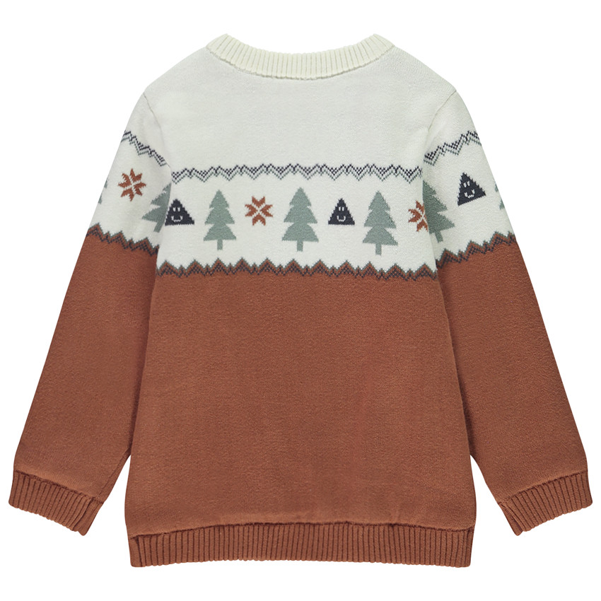 Trui in jacquard met fluweelvoering voor jongen 