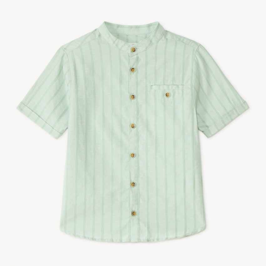 Chemise manches courtes rayée col mao pour garçon 