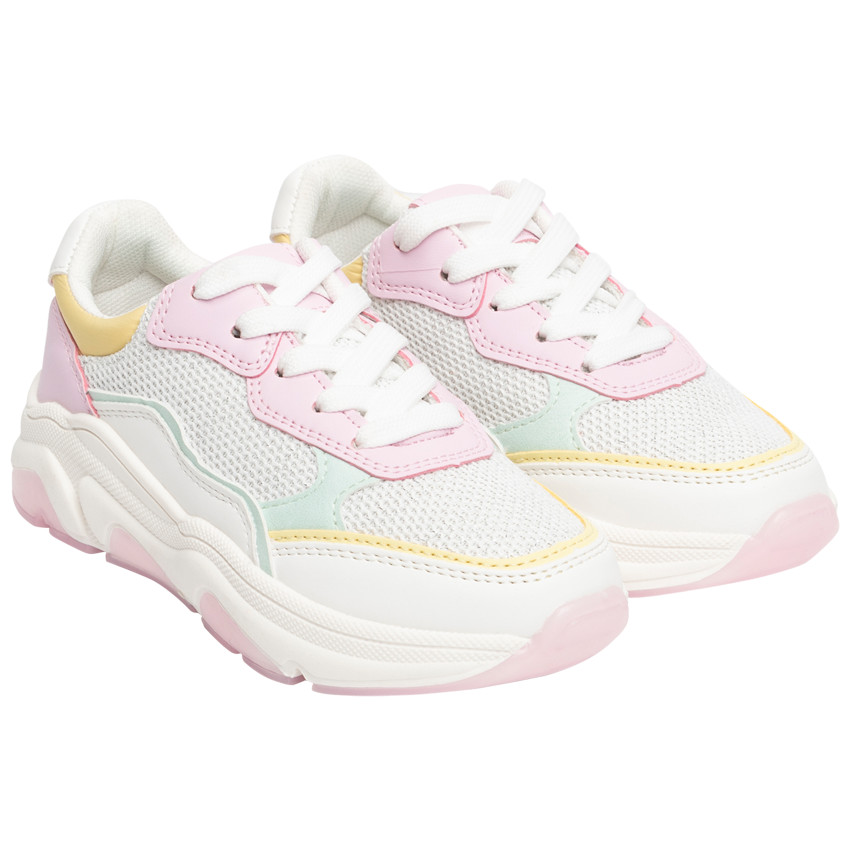 Baskets à empiècements contrastés et semelle épaisse pour enfant fille 