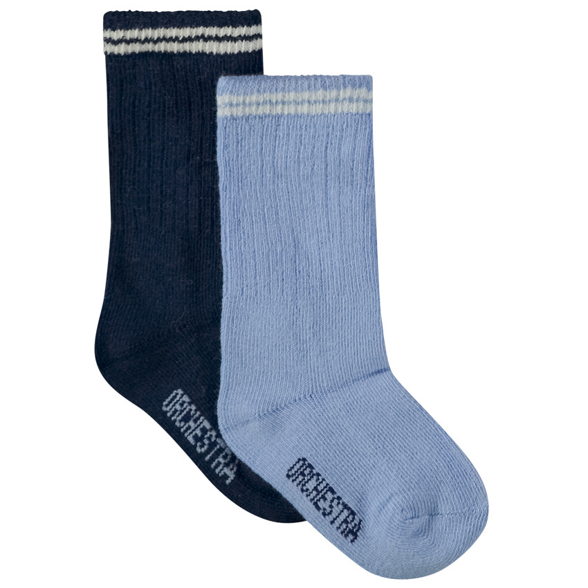 Set van 2 paren van hoge geribbelde sokken voor babyjongen 