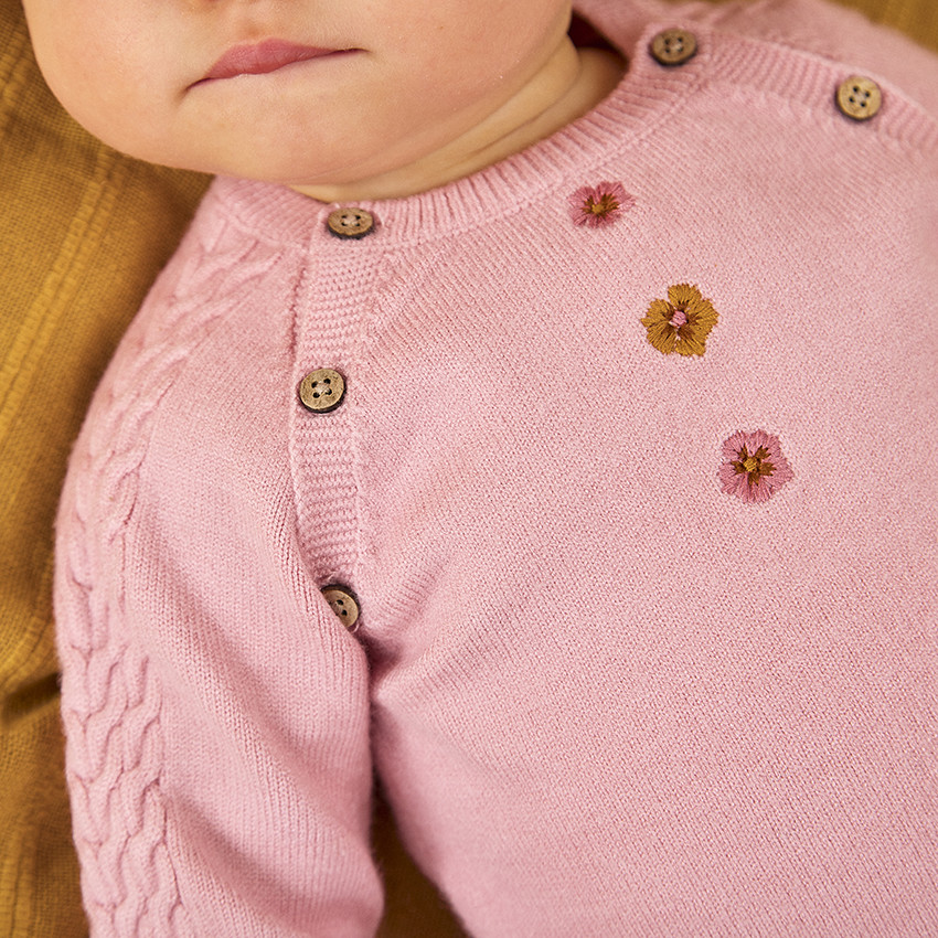 Ensemble combinaison uni en tricot + collant fantaisie pour bébé fille 