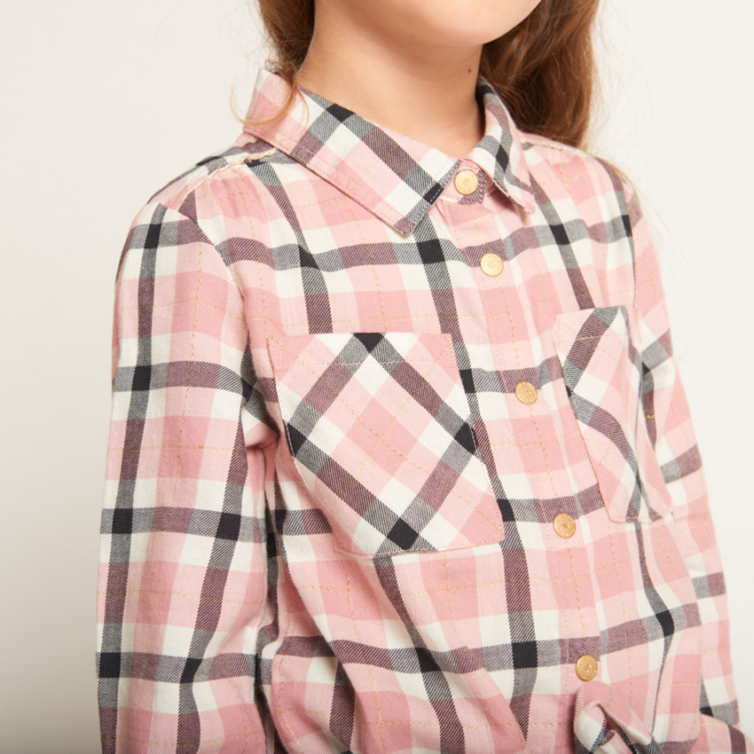 Robe chemise ceinturée à carreaux pour fille 