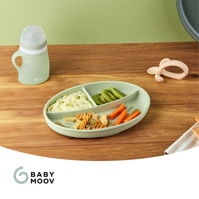 Assiette compartiments anti-dérapante Vert  