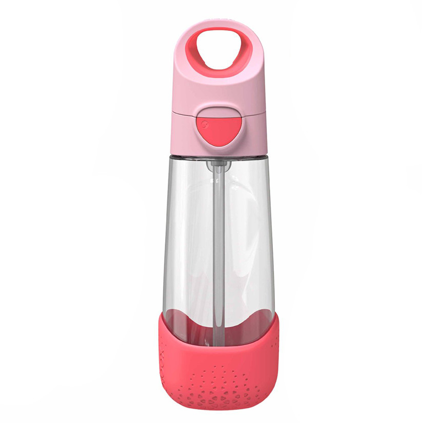 Gourde Tritan avec paille en silicone 600ml Rose 