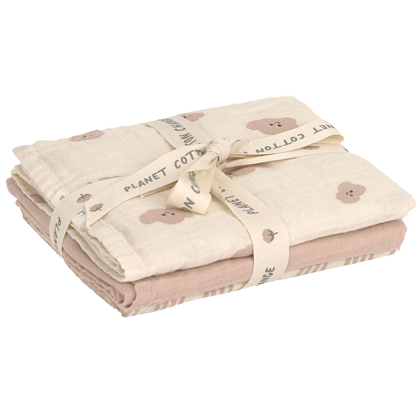 Set van 3 tetradoeken 60x60cm Tiny Team Mushroom 