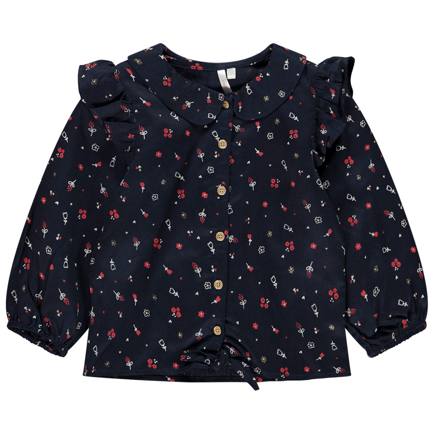 Tuniek met lange mouwen en strik, bloemenprint voor meisjes 