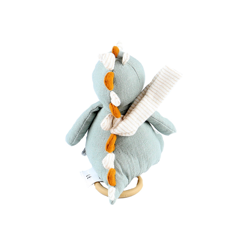 Peluche mini-musicale en mousseline de coton - Dino 