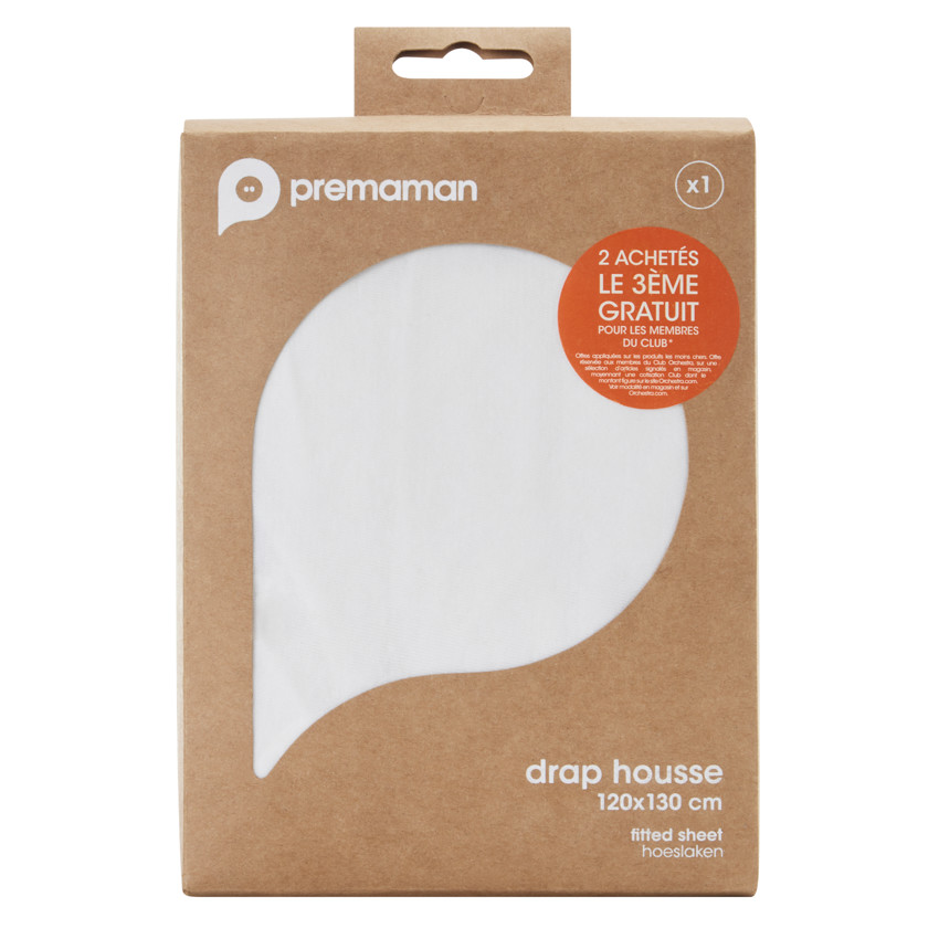 Drap housse pour lit jumeaux Noah 120 x 130 cm blanc 