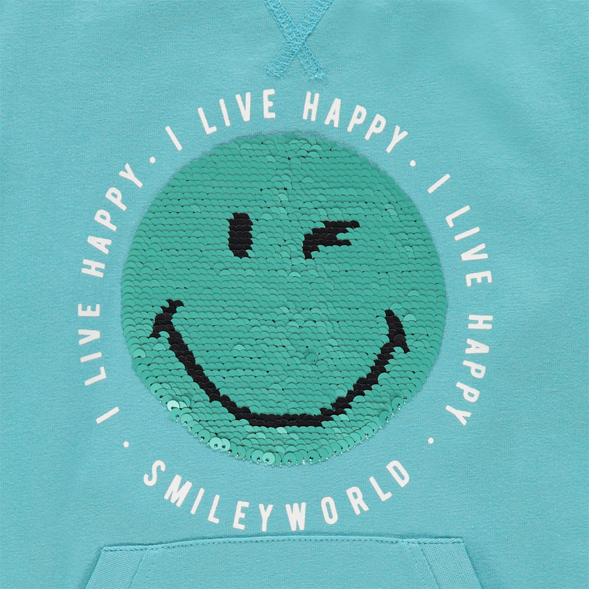 T-shirt met lange mouwen en SmileyWorld-patroon uit omkeerbare pailletten 