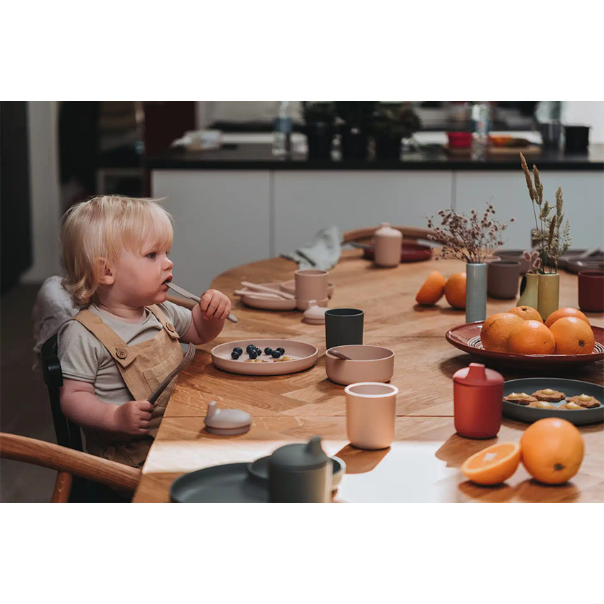 Set de 2 assiettes Tiny Bioplastique – Beige/Rouge 