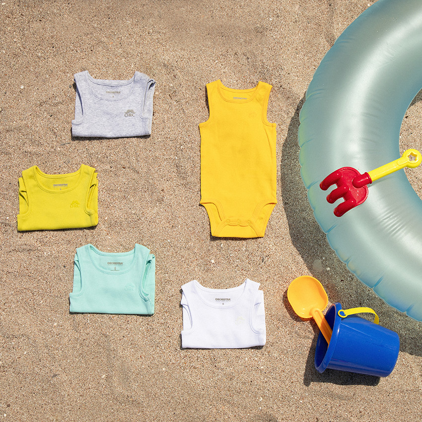 Set van 3 mouwloze katoenen bodies voor baby jongens met logo print 