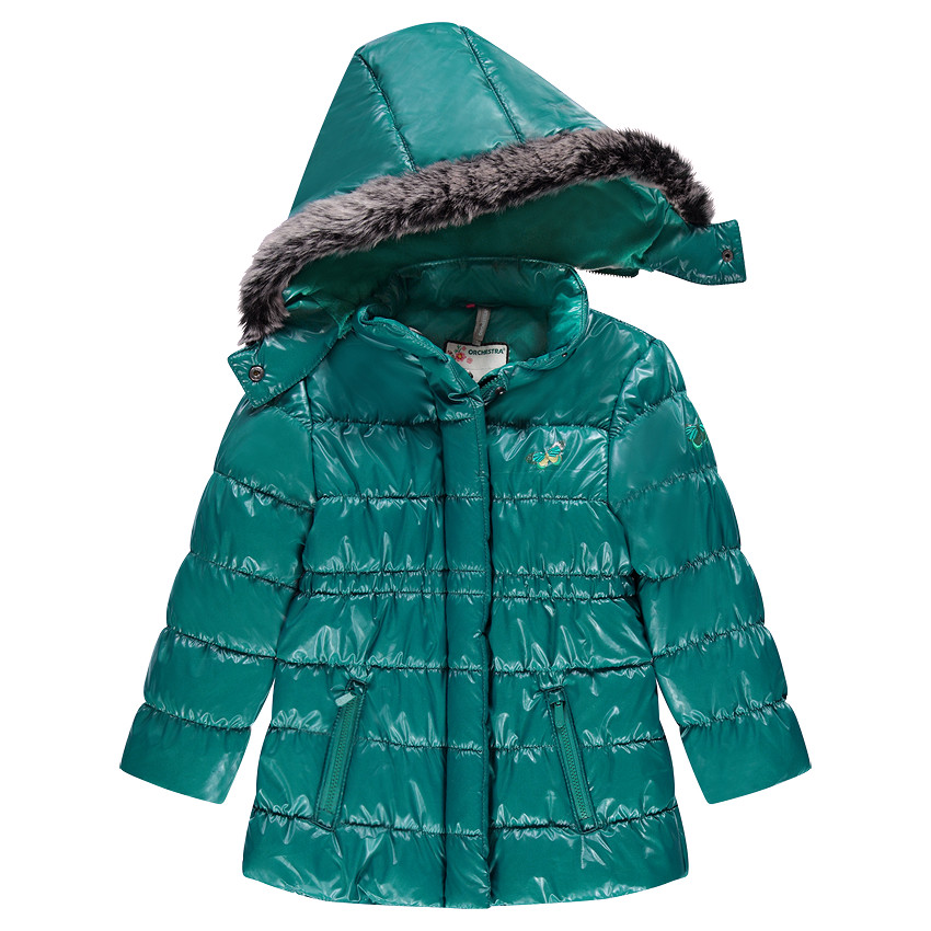 Doudoune matelassée à capuche amovible effet laqué 