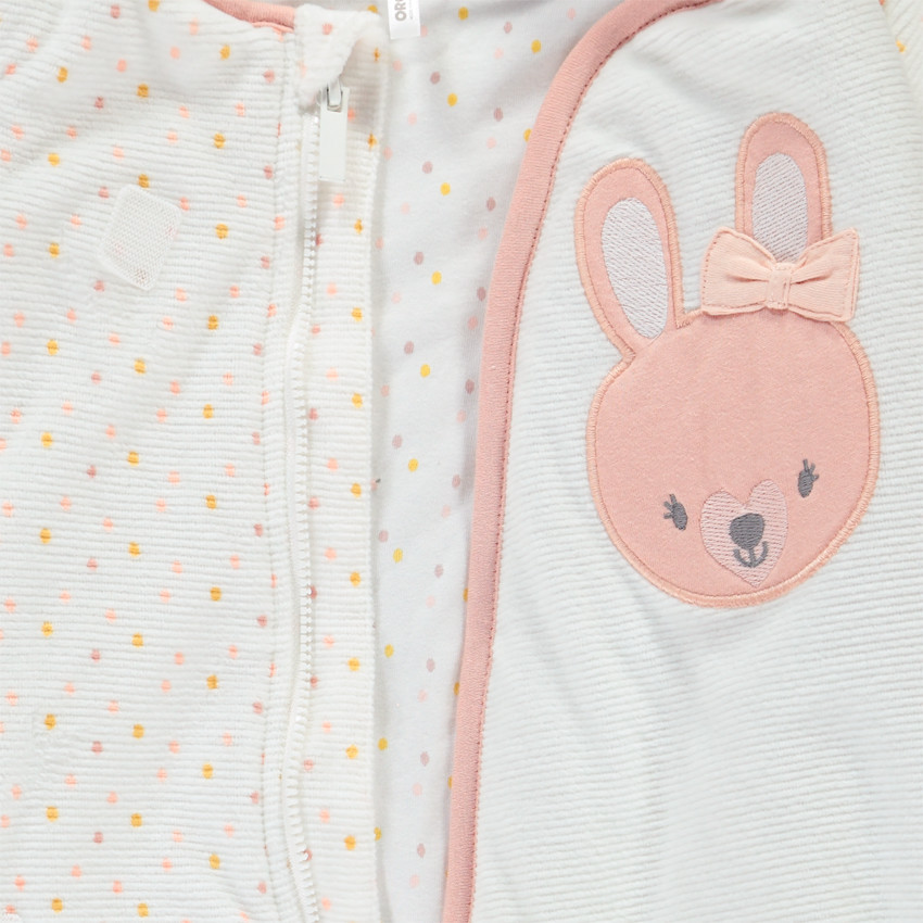 Trappelzak met afneembare mouwen en konijntjesmotief voor babymeisjes 