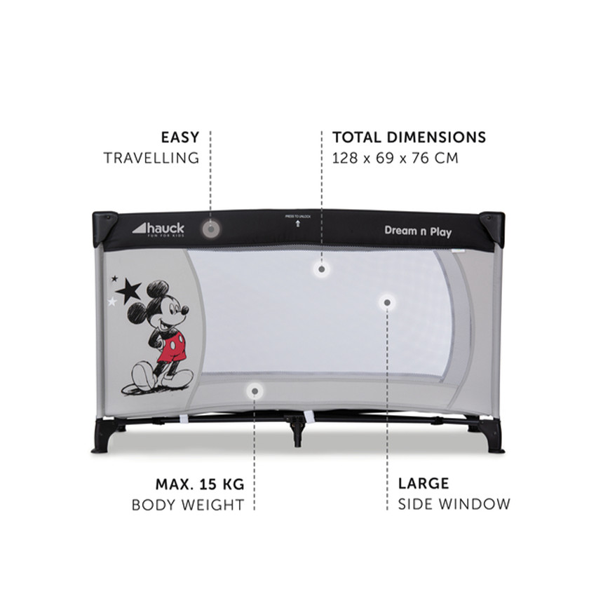 Lit de voyage Dream N Play Mickey Stars 60x120cm 