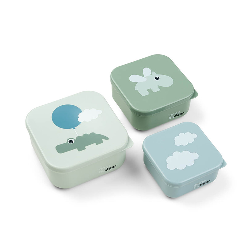 Snack-Lunchbox 3 stuks - Happy Clouds Groen 