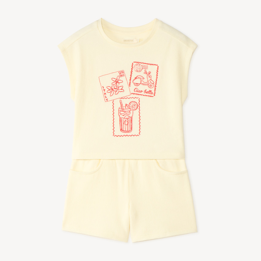 Ensemble débardeur + short broderie timbre fille 