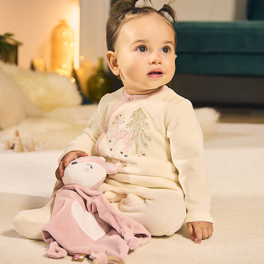 Pyjama in fantasie fluweel met bijpassend knuffel doudou voor meisjes 